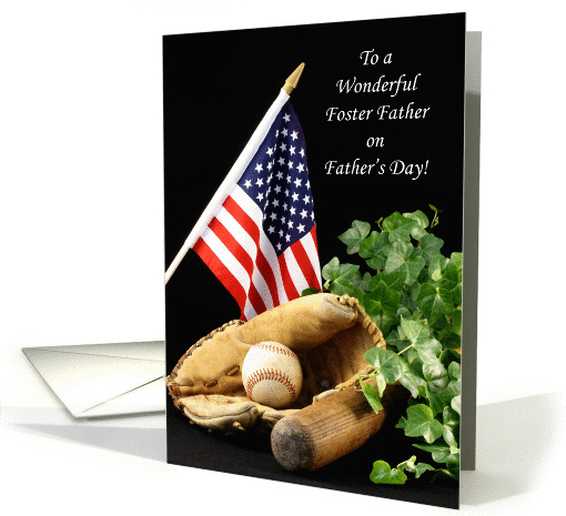 For Foster Father Father's Day Greeting Card with Baseball Theme card
