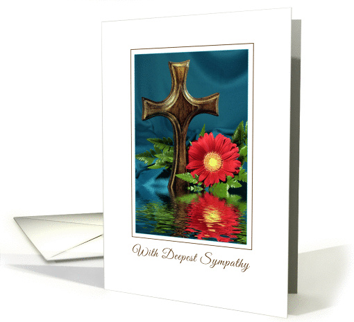 Sympathy Card with Wooden Cross and Gerbera Daisey card (201348)