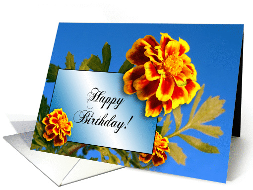 Happy Birthday Greeting Card with Marigold Flowers card (205538)