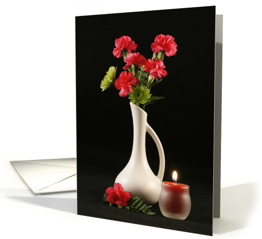 Carnations and Candle - Blank card (213353)