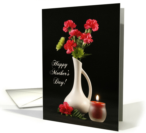 Happy Mother's Day Greeting Card-White Vase, Carnations... (213359)