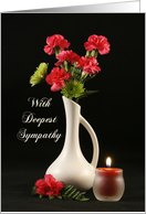 With Deepest Sympathy - Carnations and Candle card