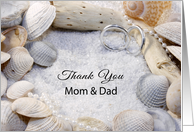Thank You Mom and Dad Greeting Card-Wedding-Shells-Sand card