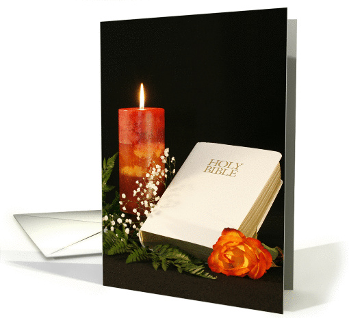 Religious Blank Note Card with Orange Candle-White... (224983)