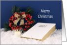 Religious Merry Christmas - Bible and Wreath card