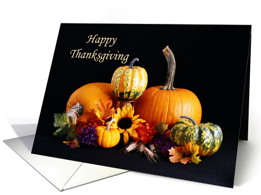 Thanksgiving Card with Pumpkins, Gourds and Sunflower card (247451)