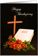 General Thanksgiving Card with White Bible, Cross & Flowers card
