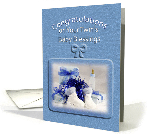 Twin Baby Blessings Greeting Card-Congratulations-Baby Booties card