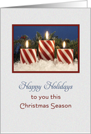 Christmas Card - Candy Cane Candles - Happy Holidays card