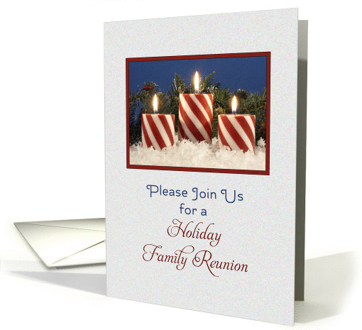 Christmas Family Reunion Party Invitation - Candy Cane Candles card
