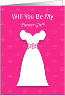 Be My Flower Girl Request-Flower Girl Invitation-White Dress card