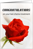 Last Chemotherapy Treatment Greeting Card, Red Rose-Congratulations card