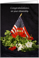 Congratulations US American Citizenship Card-Patriotic-Flag-Flowers card