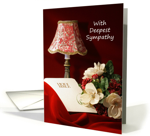 Sympathy Card-Lamp, Bible and Flowers card (349093)