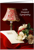 Sympathy Card-Lamp, Bible and Flowers card