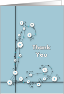 Thank You Greeting Card For Your Thoughtfulness Blue Floral Design card