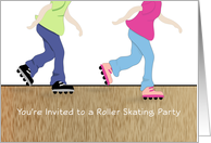 Roller Skating Birthday Party Invitation Greeting Card-Boy-Girl Skater card