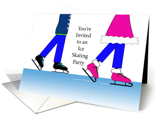 Ice Skating Party Invitation Greeting Card-Boy Girl Skaters card