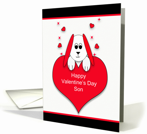 For Son Happy Valentine's Day Greeting Card-Dog on Red Heart card