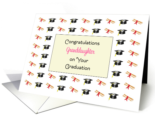 For Granddaughter Graduation Greeting Card-Graduation Hats... (369358)