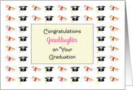 For Granddaughter Graduation Greeting Card-Graduation Hats & Diplomas card