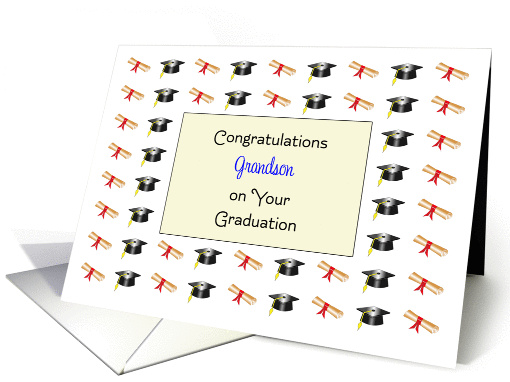 For Grandson Graduation Greeting Card-Graduation Hats & Diplomas card