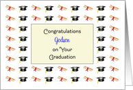 For Godson Graduation Greeting Card-Graduation Hats & Diplomas card