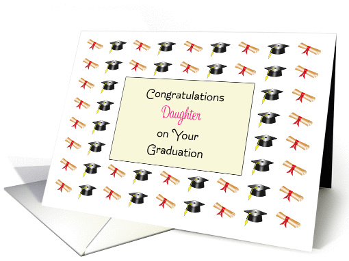 For Daughter Graduation Greeting Card-Graduation Hats & Diplomas card