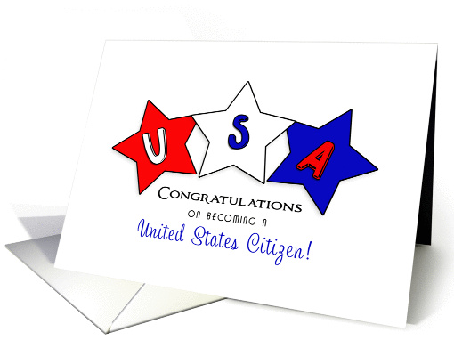 Becoming a US Citizen Greeting Card-Green Card-Stars-U.S.A. card