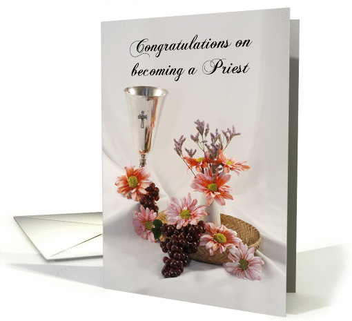 Congratulations on becoming a Priest Greeting Card-Chalice Grapes card