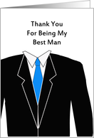 Best Man Thank You Greeting Card-Black Suit-Blue Tie-White Shirt card