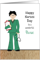 For Male Nurse Happy Nurses Day Greeting Card-Stethoscope card