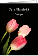 For Employee Thank You Greeting Card with Three-3-Pink Tulips card