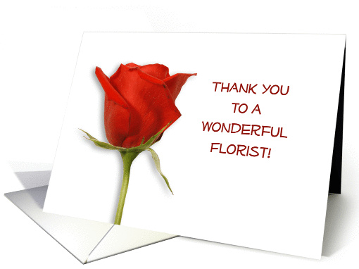 Thank You Greeting Card For Florist-One Red Rose-For... (394307)