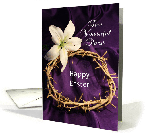 For Priest Happy Easter Greeting Card Crown of Thorns and Lily card