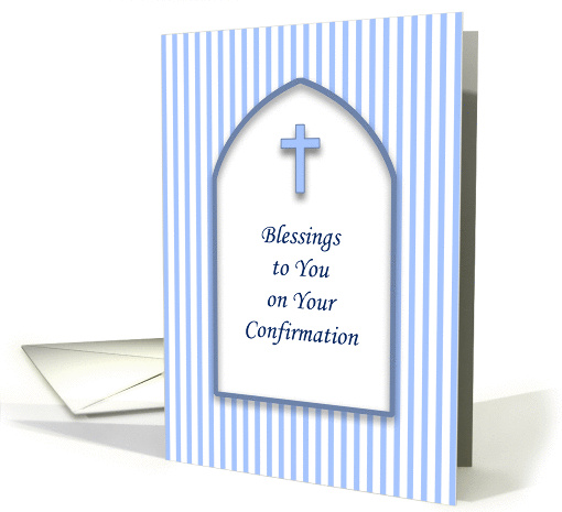 For Boy Confirmation Greeting Card with Blue Stripes and... (398471)