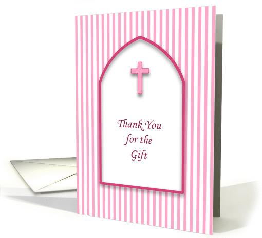 Religious Thank You for the Gift Greeting Card-Pink Cross... (399185)