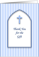 Religious Thank You for the Gift Greeting Card-Blue Cross and Stripes card