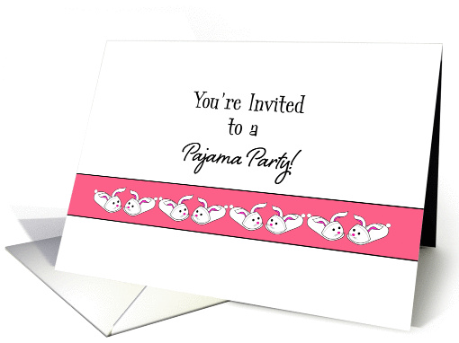 Pajama Party Invitation for Girls with Bunny Slipper Border card