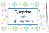 Surprise 50th Birthday Party Invitation Card-Floral Background card