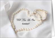 Will You be Our Greeter-Beach Summer Wedding with Necklace and Shells card