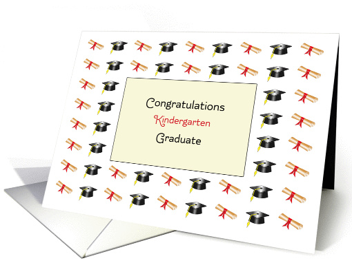 Kindergarten Graduation Greeting Card-Diplomas-Graduation Caps card