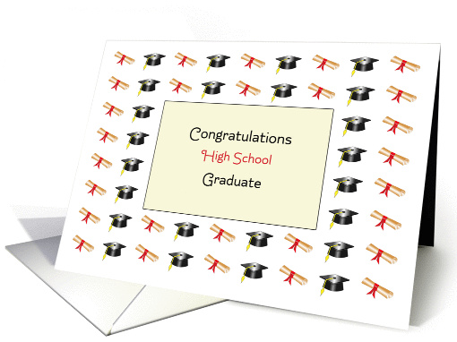 High School Graduation Greeting Card-Diplomas-Graduation Caps card