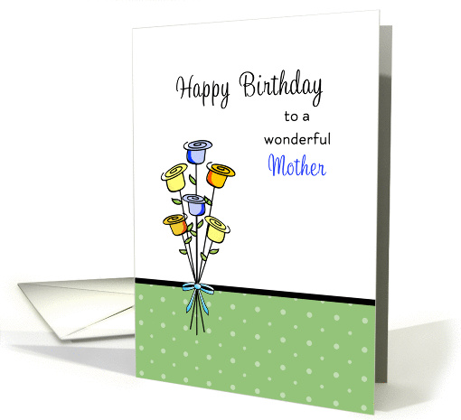 For Mom / Mother Birthday Card Flower Bouquet with Ribbon Design card