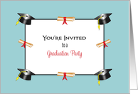 Graduation Party Invitation Greeting Card-Graduation Hat and Diploma card