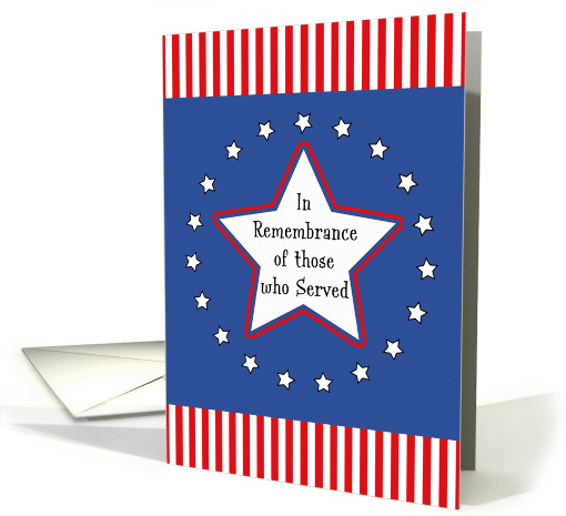 Memorial Day Greeting Card-White Star, Circle of Stars and... (424479)