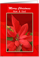 Christmas Greeting Card for Parents-Mom and Dad-Poinsettia- card