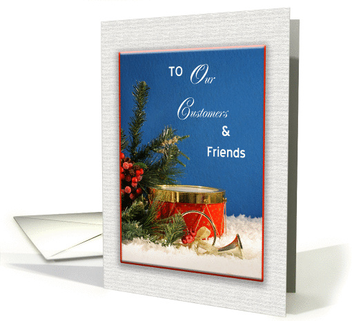 Christmas Greeting Card for Customers and Friends with Drum-Horn card