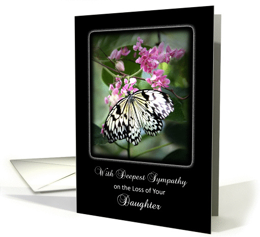 Loss of Daughter Sympathy Card-Black and White Butterfly card (479917)