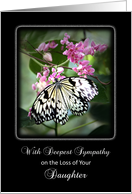Loss of Daughter Sympathy Card-Black and White Butterfly card